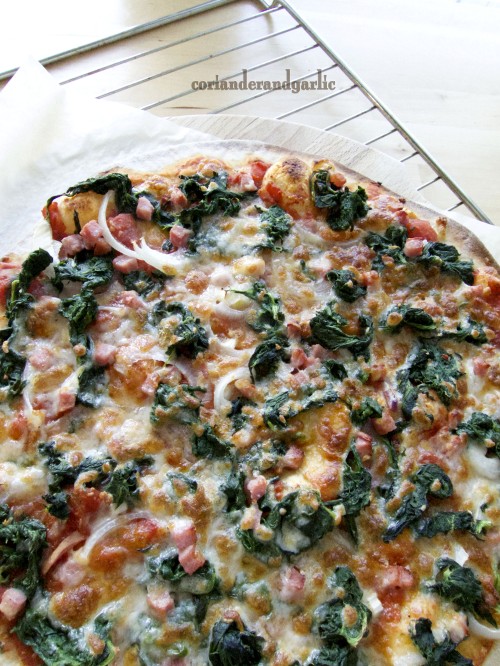 Spinach and Bacon Pizza